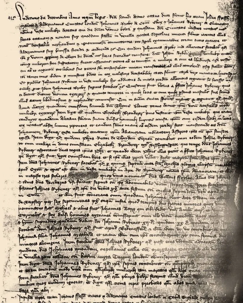A handwritten parchment roll from the Corporation of London Records Office, dated 1395