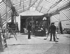 Pathé Studio Scene Director Handworth Posing a Military Drama